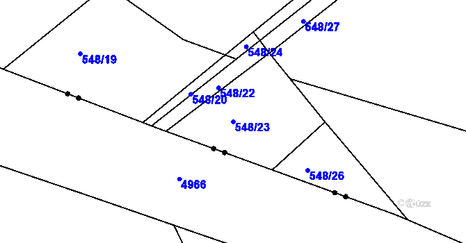 Parcela st. 548/23 v KÚ Malín, Katastrální mapa