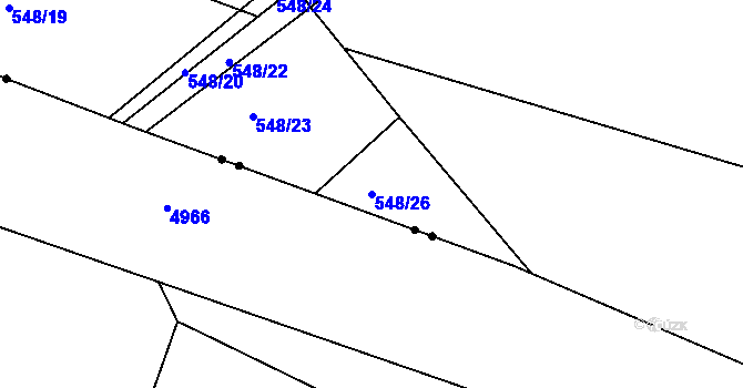 Parcela st. 548/26 v KÚ Malín, Katastrální mapa