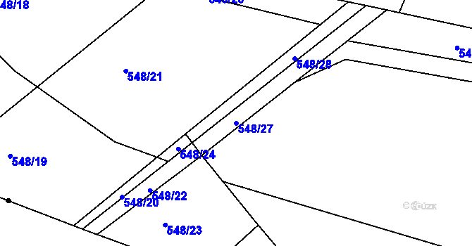 Parcela st. 548/27 v KÚ Malín, Katastrální mapa