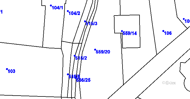 Parcela st. 559/20 v KÚ Malín, Katastrální mapa