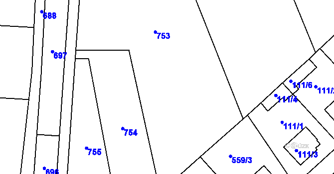 Parcela st. 559/27 v KÚ Malín, Katastrální mapa