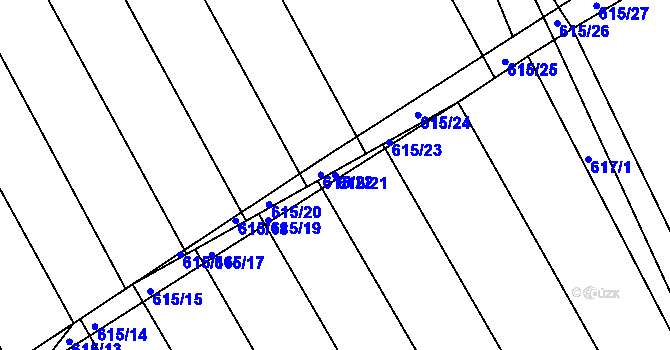 Parcela st. 615/21 v KÚ Malín, Katastrální mapa