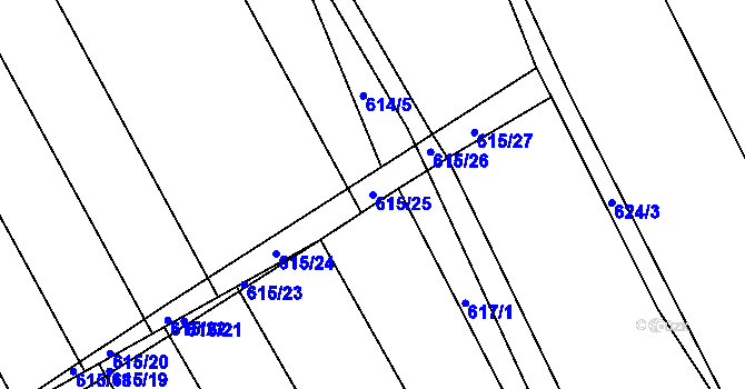 Parcela st. 615/25 v KÚ Malín, Katastrální mapa