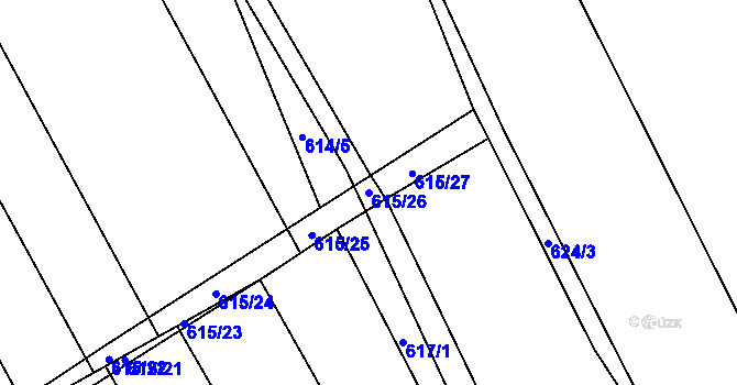 Parcela st. 615/26 v KÚ Malín, Katastrální mapa