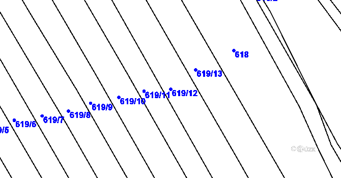 Parcela st. 619/12 v KÚ Malín, Katastrální mapa
