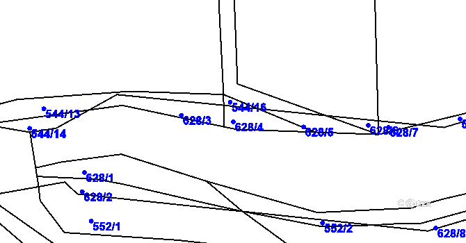Parcela st. 628/4 v KÚ Malín, Katastrální mapa