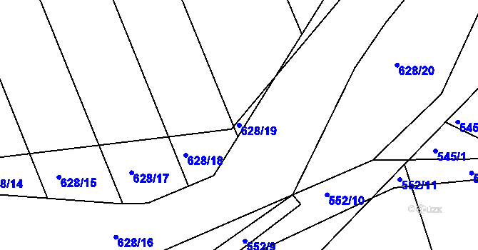 Parcela st. 628/19 v KÚ Malín, Katastrální mapa