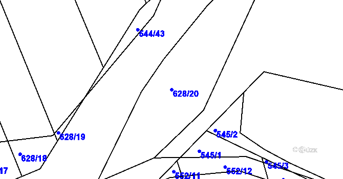 Parcela st. 628/20 v KÚ Malín, Katastrální mapa