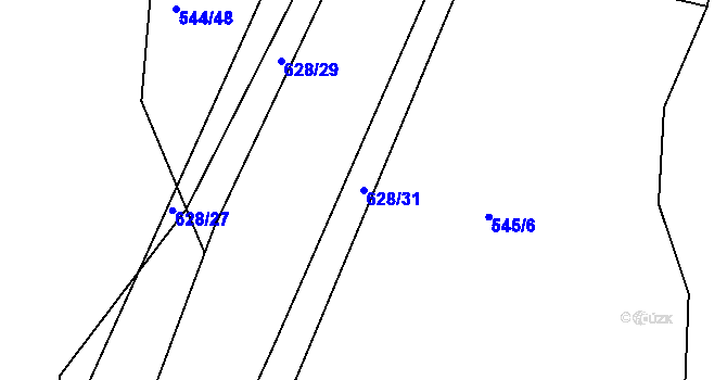 Parcela st. 628/31 v KÚ Malín, Katastrální mapa