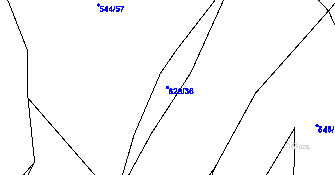 Parcela st. 628/36 v KÚ Malín, Katastrální mapa