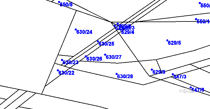 Parcela st. 630/27 v KÚ Malín, Katastrální mapa