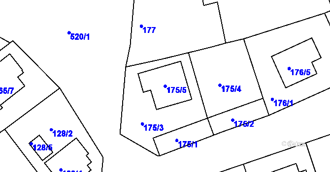 Parcela st. 175/5 v KÚ Malín, Katastrální mapa