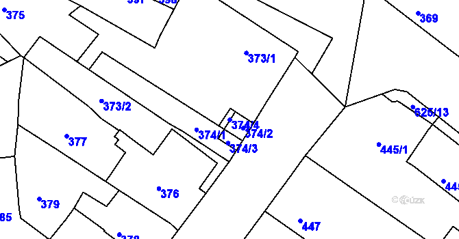 Parcela st. 374/4 v KÚ Malín, Katastrální mapa