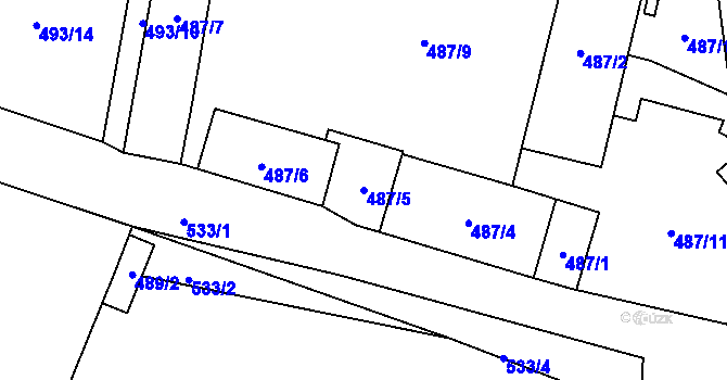 Parcela st. 487/5 v KÚ Malín, Katastrální mapa