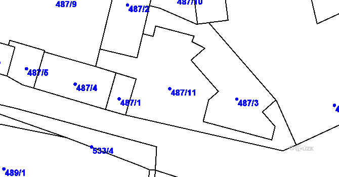 Parcela st. 487/11 v KÚ Malín, Katastrální mapa