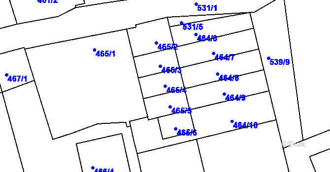 Parcela st. 465/4 v KÚ Malín, Katastrální mapa