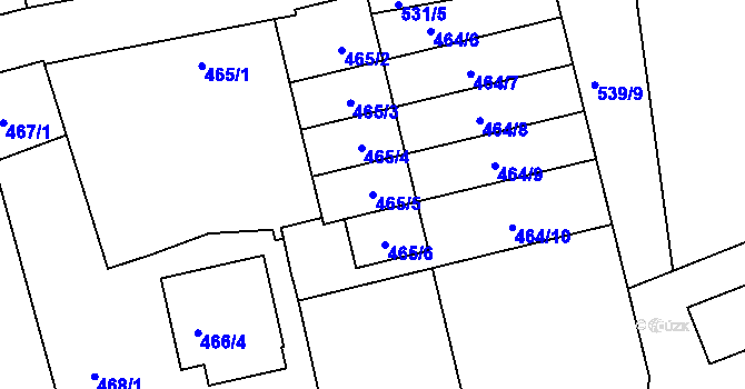 Parcela st. 465/5 v KÚ Malín, Katastrální mapa