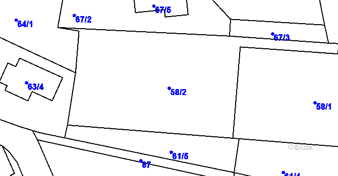 Parcela st. 58/2 v KÚ Malín, Katastrální mapa