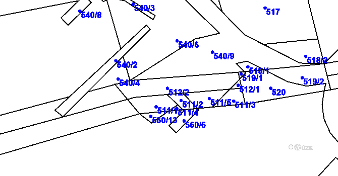 Parcela st. 512 v KÚ Kutrovice, Katastrální mapa