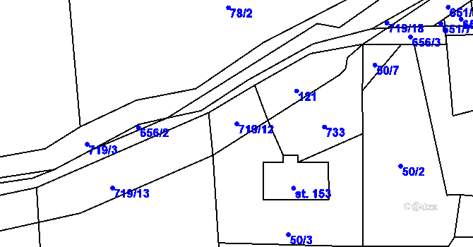 Parcela st. 719/12 v KÚ Kutrovice, Katastrální mapa