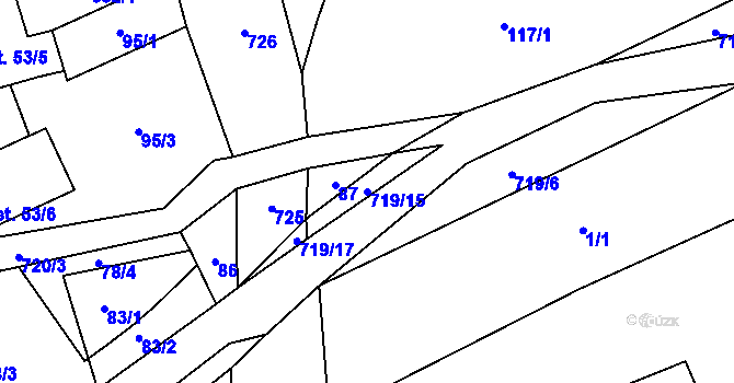 Parcela st. 719/15 v KÚ Kutrovice, Katastrální mapa