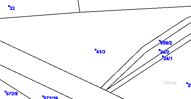 Parcela st. 41/3 v KÚ Kutrovice, Katastrální mapa