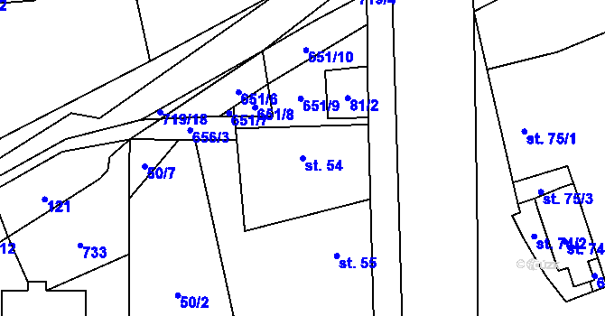 Parcela st. 54 v KÚ Kutrovice, Katastrální mapa