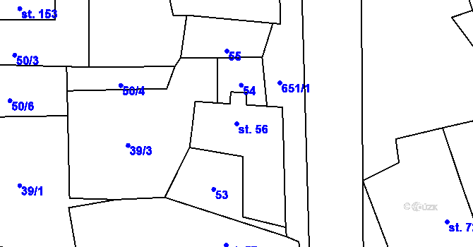 Parcela st. 56 v KÚ Kutrovice, Katastrální mapa