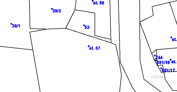 Parcela st. 57 v KÚ Kutrovice, Katastrální mapa
