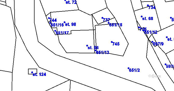 Parcela st. 66 v KÚ Kutrovice, Katastrální mapa