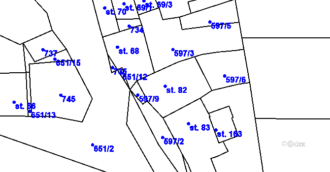 Parcela st. 82 v KÚ Kutrovice, Katastrální mapa
