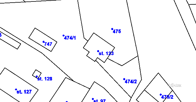 Parcela st. 123 v KÚ Kutrovice, Katastrální mapa