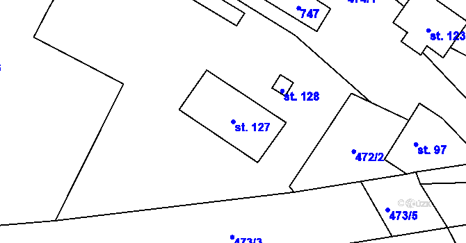Parcela st. 127 v KÚ Kutrovice, Katastrální mapa