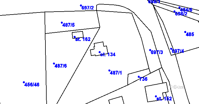Parcela st. 134 v KÚ Kutrovice, Katastrální mapa