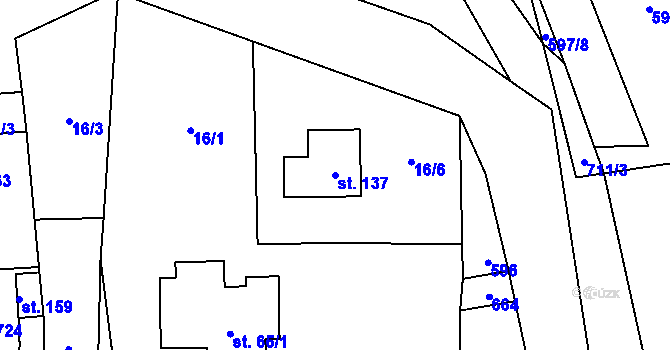Parcela st. 137 v KÚ Kutrovice, Katastrální mapa