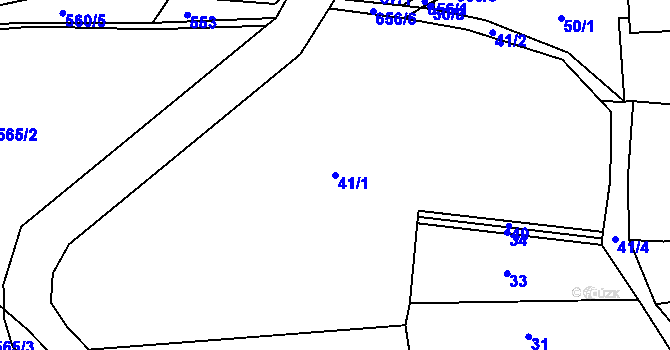 Parcela st. 41/1 v KÚ Kutrovice, Katastrální mapa