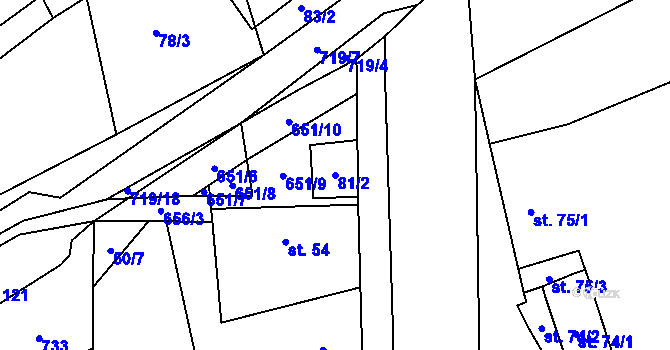 Parcela st. 81/2 v KÚ Kutrovice, Katastrální mapa