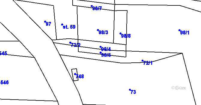 Parcela st. 98/5 v KÚ Kutrovice, Katastrální mapa