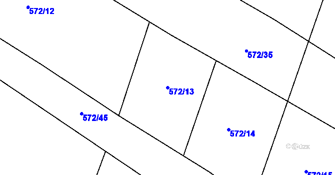 Parcela st. 572/13 v KÚ Kutrovice, Katastrální mapa