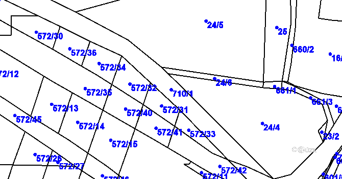 Parcela st. 710/1 v KÚ Kutrovice, Katastrální mapa