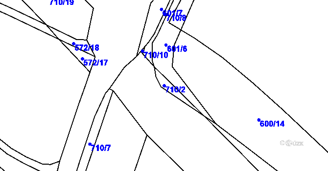 Parcela st. 710/2 v KÚ Kutrovice, Katastrální mapa