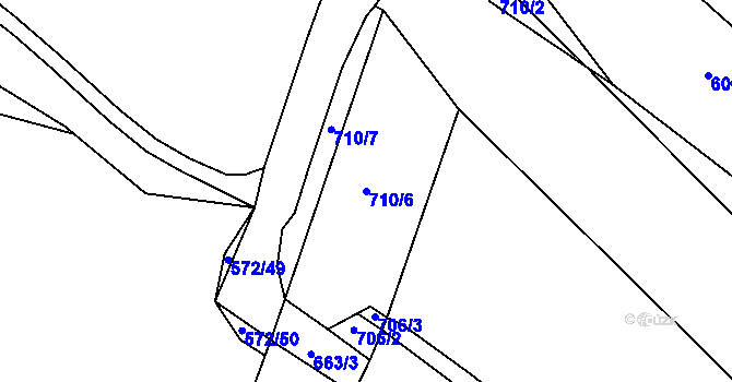 Parcela st. 710/6 v KÚ Kutrovice, Katastrální mapa