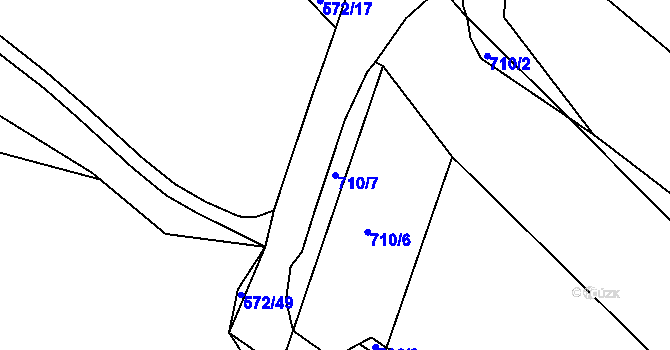 Parcela st. 710/7 v KÚ Kutrovice, Katastrální mapa