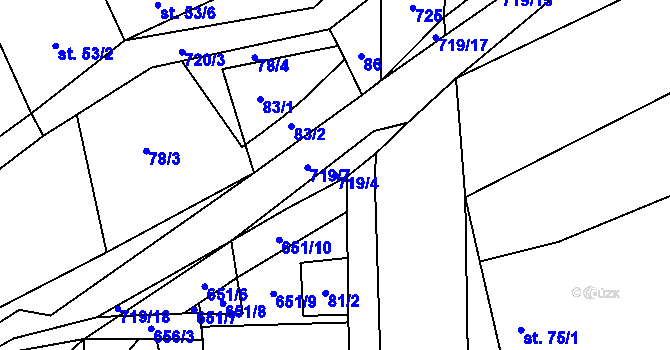 Parcela st. 719/4 v KÚ Kutrovice, Katastrální mapa