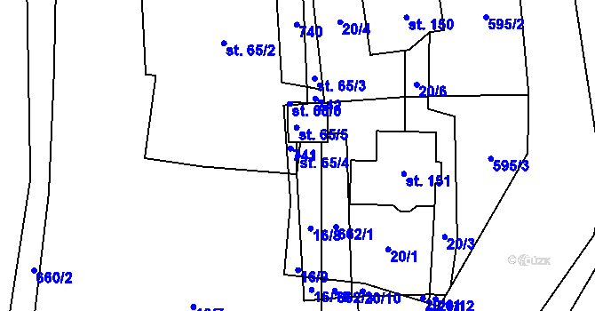 Parcela st. 65/4 v KÚ Kutrovice, Katastrální mapa