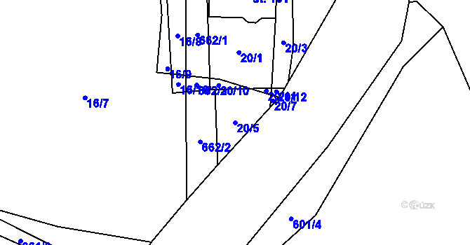 Parcela st. 20/5 v KÚ Kutrovice, Katastrální mapa