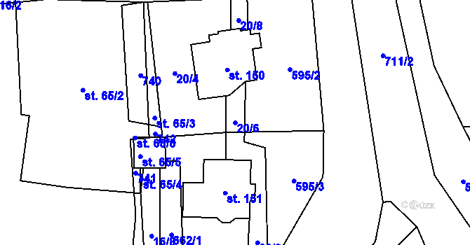 Parcela st. 20/6 v KÚ Kutrovice, Katastrální mapa