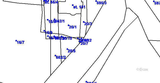 Parcela st. 20/7 v KÚ Kutrovice, Katastrální mapa