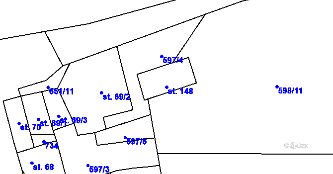 Parcela st. 148 v KÚ Kutrovice, Katastrální mapa