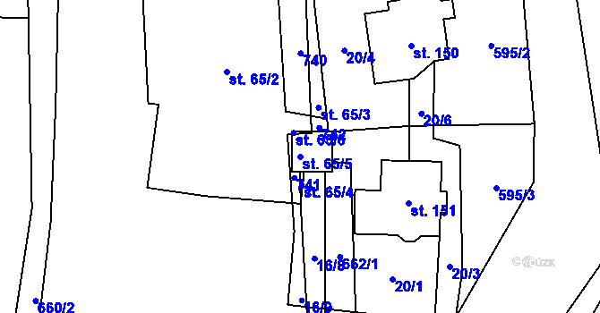 Parcela st. 65/5 v KÚ Kutrovice, Katastrální mapa